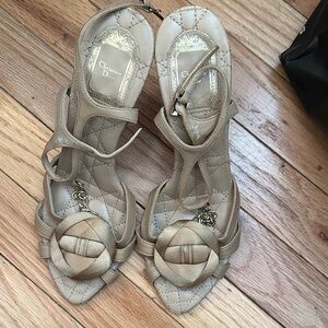 Dior Taupe Sandals with Gold Accents